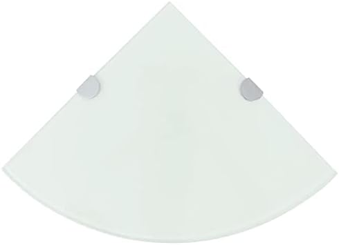 Corner Shelf with Chrome Supports Glass White 98x98 for Bathroom Bedroom Living Room Kitchen