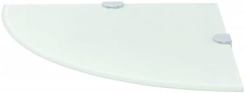 Corner Shelf with Chrome Supports Glass White 98x98 for Bathroom Bedroom Living Room Kitchen