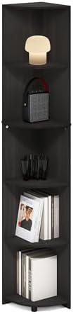 Furinno Econ 5-Tier Corner Shelf Bookcase in Espresso