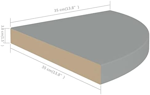 2 pcs Floating Corner Shelves Gray 138x138x15 MDF