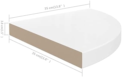 Floating Corner Shelf with High Gloss White Finish