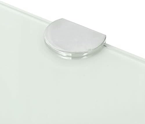 Corner Shelf with Chrome Supports Glass White 98x98 for Bathroom Bedroom Living Room Kitchen