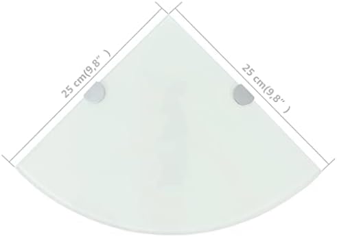 Corner Shelf with Chrome Supports Glass White 98x98 for Bathroom Bedroom Living Room Kitchen