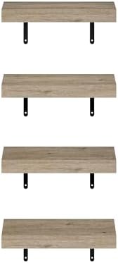 Furinno Tanna 15 Inch Wall Mounted Floating Shelves Set of 4 Natural