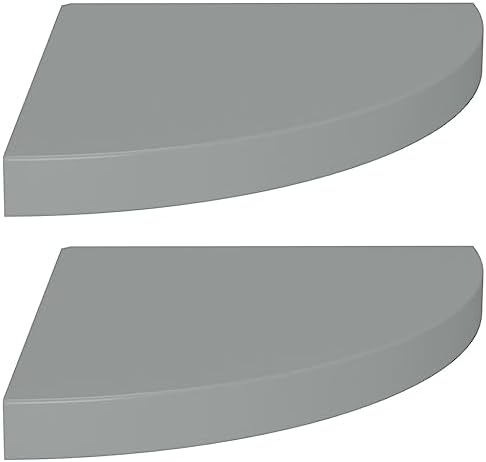 2 pcs Floating Corner Shelves Gray 138x138x15 MDF