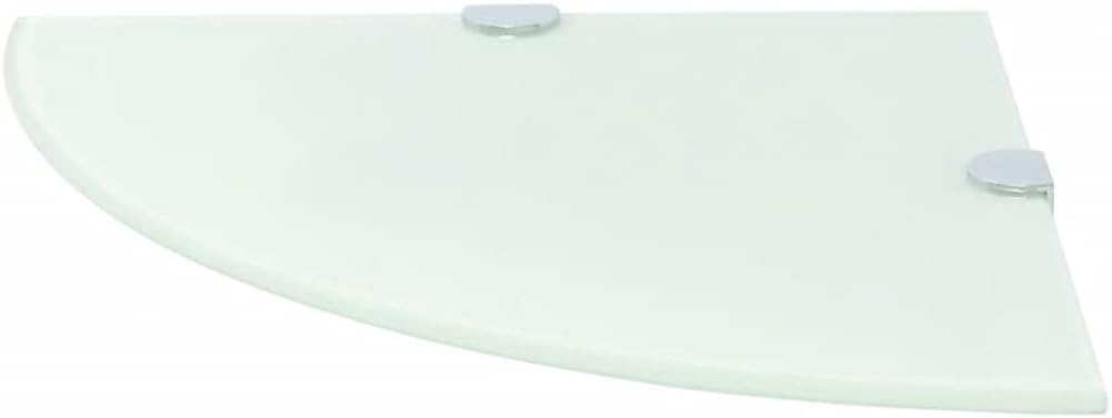Corner Shelf with Chrome Supports Glass White 98x98 for Bathroom Bedroom Living Room Kitchen