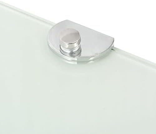 Corner Shelf with Chrome Supports Glass White 98x98 for Bathroom Bedroom Living Room Kitchen
