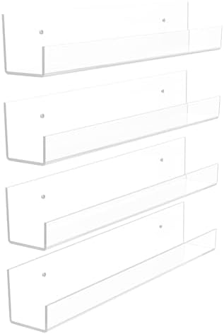 4 Pack Clear Acrylic Floating Shelves for Wall Storage