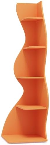 Modern 5 Tier Wavy Corner Shelf Unit Orange