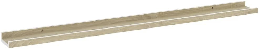 2 pcs Wall Shelves White and Sonoma Oak 394x35x12 for Bedroom Kitchen Decor