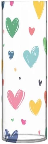 Colorful Love Hearts Plastic Cylinder Vase 118 x 39 Inch Decorative Hurricane Floating Candle Holder Modern Indoor Decor