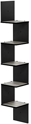 Furinno Rossi Wall Mount Floating Corner Shelf 5-Tier Square