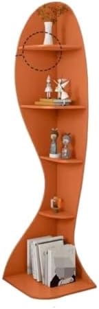 5 Tier Corner Bookshelf Wooden Plant Stand Display Rack Orange
