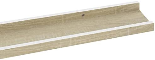 2 pcs Wall Shelves White and Sonoma Oak 394x35x12 for Bedroom Kitchen Decor