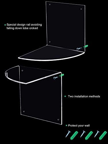 Jetec 5 Tier Corner Shelf Wall Mount Clear Storage Organizer