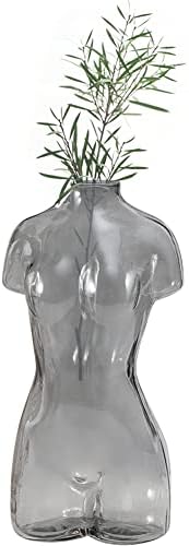 Kelendle Female Form Body Vase Glass Decor Gray