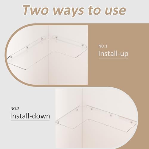 114x16 Inch Clear Acrylic Corner Shelf Set of 4 for Home Organization