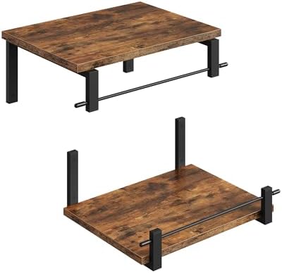 Floating Shelves Set of 2 12 Inch Deep Rustic Brown and Black