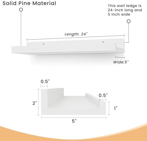 Acovy Floating Shelves Set of 2 White Solid Wood