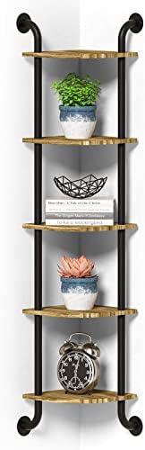 Tinpin Corner Shelf Wall Mount 5-Tier Rustic Brown