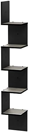 Furinno Rossi Wall Mount Floating Corner Shelf 5-Tier Square
