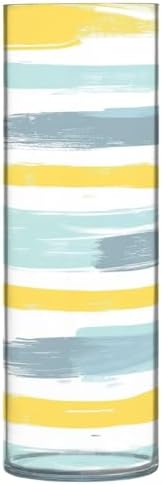 Gray Blue and Pale Yellow Stripe Plastic Flower Vase 118x39 Inch Decor