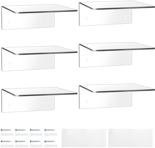Wenqik Acrylic Floating Shelves 6x6 Inch 6 Packs Wall Display Organizer