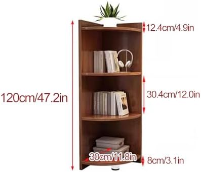 Modern 4 Tier Corner Bookshelf 47 Tall Wood Shelf