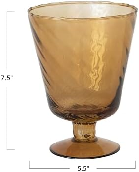 Creative Co-Op Round Glass Stemmed Vase Votive Holder Brown