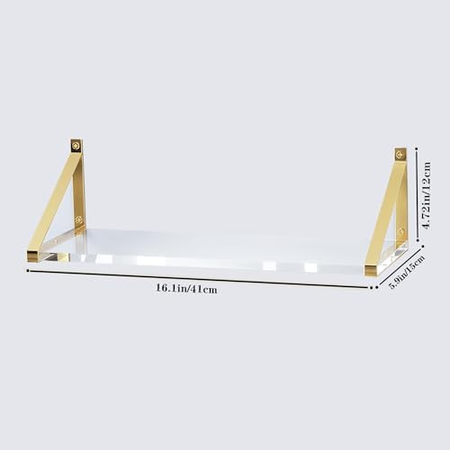 Clear Shelves for Wall Gold Floating Shelves Set of 2