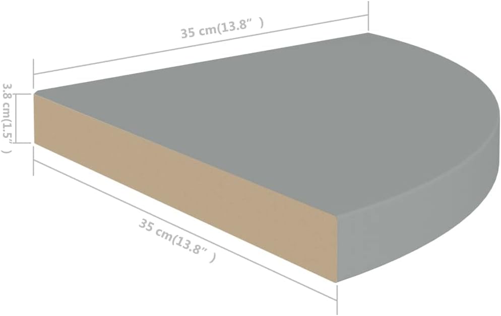 2 pcs Floating Corner Shelves Gray 138x138x15 MDF