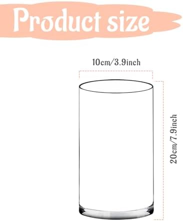 Clear Glass Cylinder Vase 8 H 4 D for Home Decor