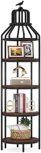 Tribesigns 4 Tier Corner Bookshelf with 4 Round Shelves