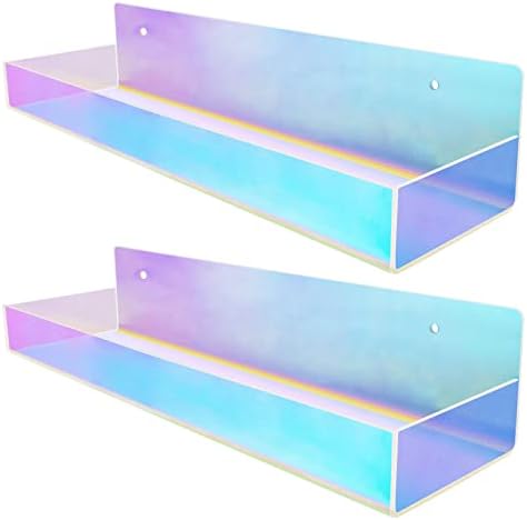 TLBTEK 2 Pcs 15 Inch Iridescent Floating Shelves
