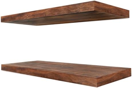 Sorbus Solid Wood Floating Shelves Set of 2