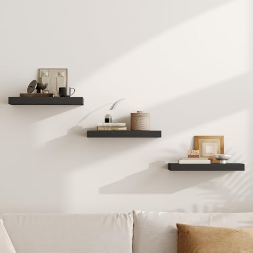 RALGEND Floating Wall Shelf Set of 3 Black
