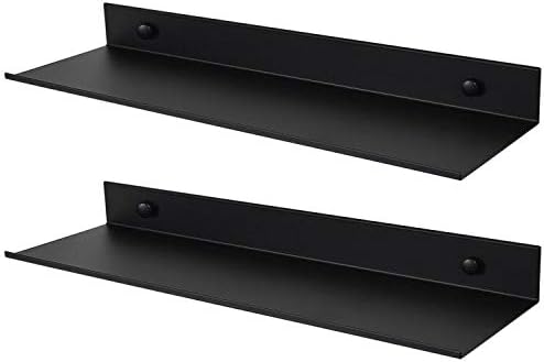 TLBTEK 2 Pcs 16 Inch Black Floating Shelves for Home Decor