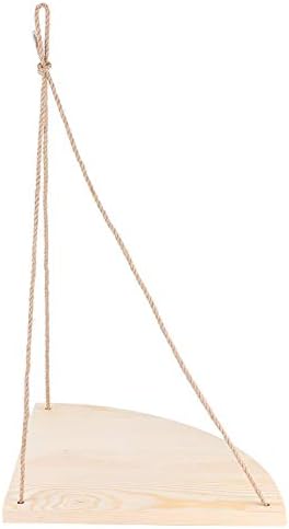 Joyzan Hanging Corner Shelf with Rope Triangle Wood Storage Rack