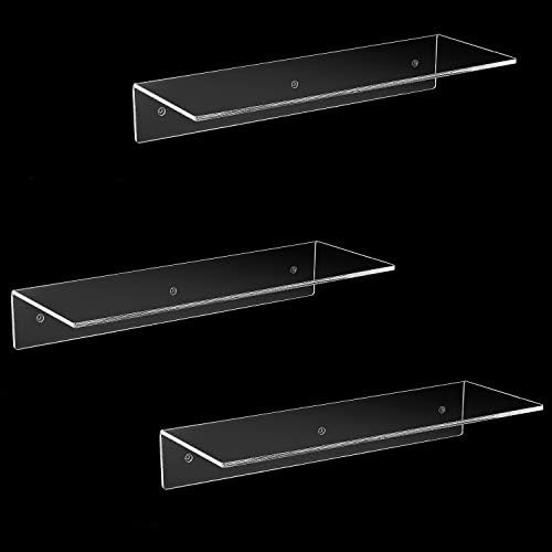 MyGift 17 Inch Clear Acrylic Floating Shelves Set of 3