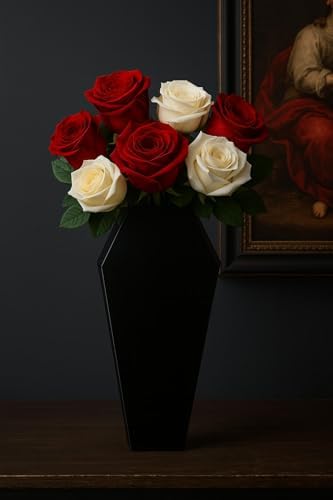 Black Coffin-Shaped Flower Vase Modern Gothic Decor