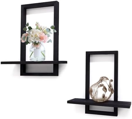 Square Floating Shelves Set of 2 - Modern Style Black