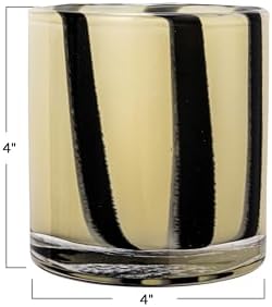 Bloomingville Round Glass Candle Holder Vase with Stripes