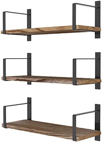 Wallniture Toledo Floating Shelves Set of 3 Burned Finish