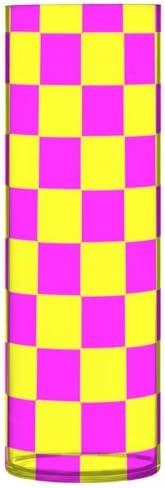 Buffalo Plaid Yellow Magenta Plastic Hurricane Candle Holder 118 x 39 Inch