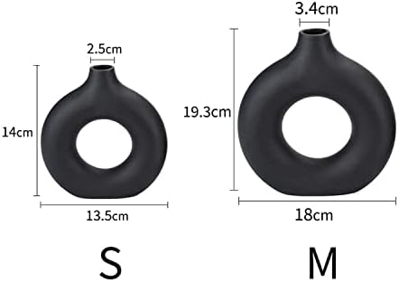 CEMABT Modern Donut Shape Black Ceramic Vase