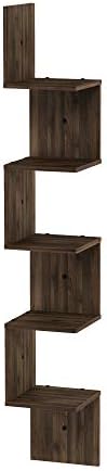 Furinno Rossi 5-Tier Wall Mount Corner Shelf Columbia Walnut