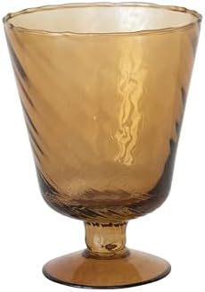 Creative Co-Op Round Glass Stemmed Vase Votive Holder Brown