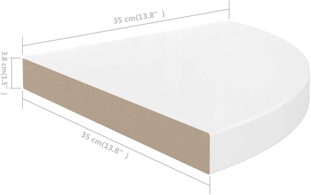 Floating Corner Shelf with High Gloss White Finish
