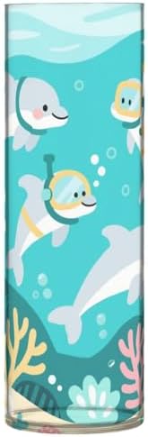 Cute Dolphin Diving Green Plastic Cylinder Vase 118 x 39 Inch