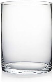 WGVI Quality Thick Cylinder Vase 6 x 8 Clear Glass Container for Wedding Centerpiece Decor Event Home Use